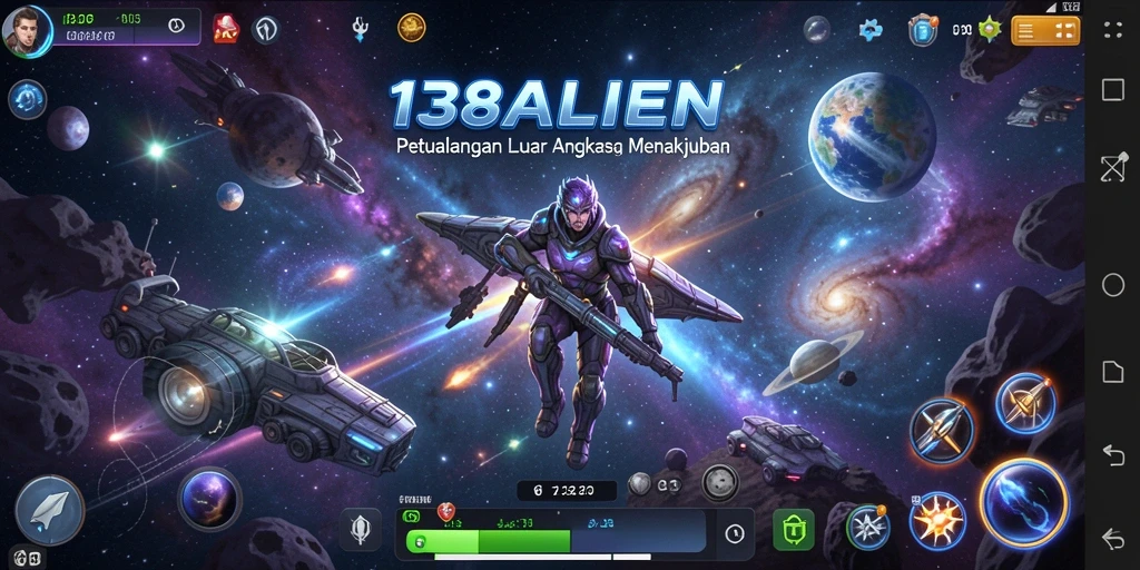 Screenshot dari gameplay luar angkasa yang spektakuler di 138ALIEN.