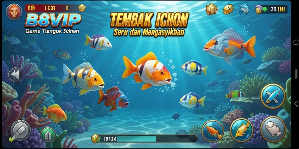 Screenshot gameplay B8VIP yang menunjukkan momen menangkap ikan.