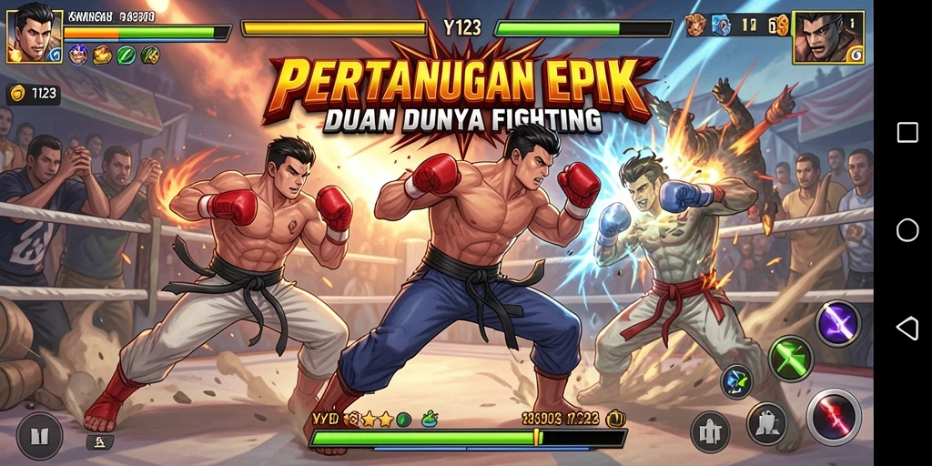 Screenshot gameplay YY123 yang menampilkan pertarungan seru dan grafis memukau.